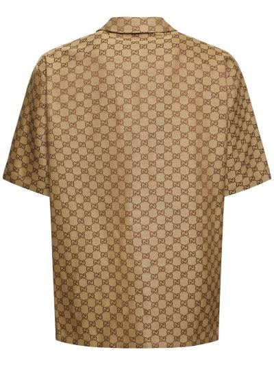 camicia lino uomo gucci|Gucci Camicia in tessuto di misto lino con motivo GG.